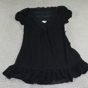 a'reve Sz M Black Knee Length Lace and Chiffon Dress